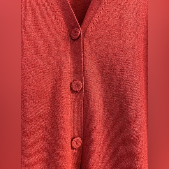 J Jill Sweater Women's Burgundy Red wool blend Knit Cardigan Button up medium - Picture 8 of 13